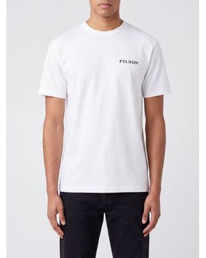 Filson Crewneck Cotton T-Shirt With Front Contrast Logo - White