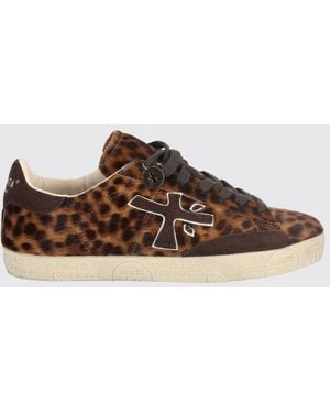Premiata Stevend Sneakers Aus Ponyfell Und Wildleder Mit Animal-Print - Braun