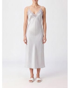 Rohe Silk Slip Dress With Lace Inserts - White