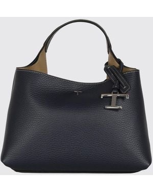 Tod's Grained Leather Handbag With Removable Strap And Charm - Blue