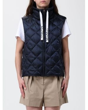 Max Mara Quilted Nylon Hooded Vest Padded With Goose Down - Blue