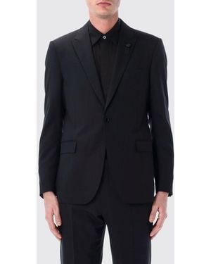 Lardini Single-Breasted Stretch Wool Suit With Classic Lapels - Blue