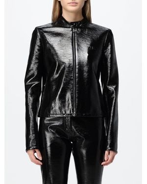 Courreges Courr&Egrave	Ges Faux Leather Biker Jacket With High Neck And Zip Closure - Black
