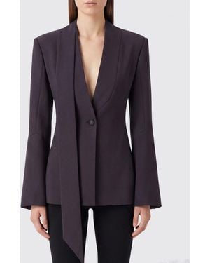 The Attico Slim Fit Virgin Wool Blazer With Satin Shawl Collar - Blue