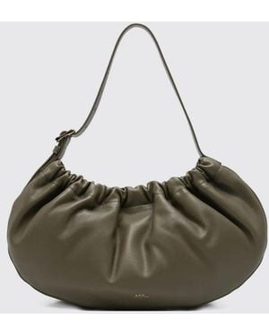 A.P.C. Ninon Hoop Ruched Faux Leather Bag - Grey