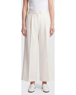 Valentino Garavani Cropped Wide Leg Virgin Wool And Silk Trousers - White