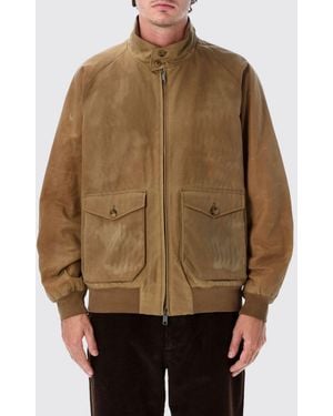 Baracuta Bomberjacke Aus Gewachster Baumwolle Mit Hohem Kragen Und Pattentaschen - Braun