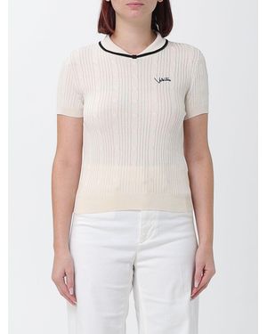 Valentino Garavani Slim Fit Ribbed V-Neck Jumper With Contrast Trims - White