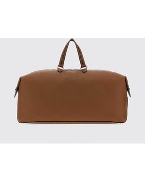 Fendi Duffle Lui 55 Calfskin Bag With Contrast Stitching - Brown