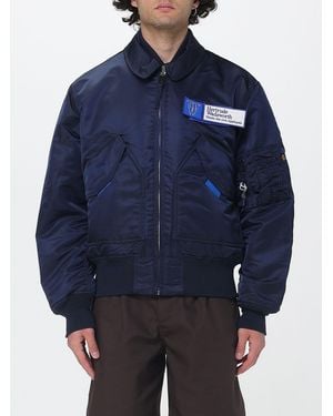 GR10K Nylon Bomber Jacket With Logo - Blue
