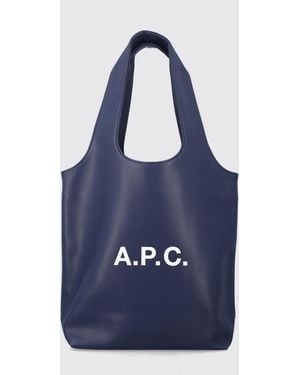 A.P.C. Kleine Ninon Tote-Bag Aus Recycelten Materialien Mit Gedrucktem Logo - Blau