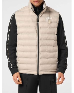 Philipp Plein Padded Quilted Nylon Vest - Natural