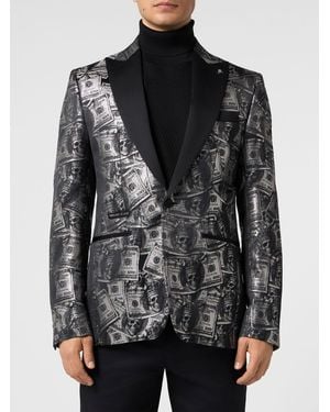 Philipp Plein Blazer Dollars De Poliéster Con Estampado Gráfico - Negro