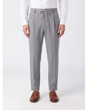 Tagliatore Slim Fit Pleated Pants - Gray