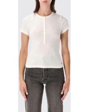 Levi's Henley Slim Fit Perforated Cotton T-Shirt With Logo - White