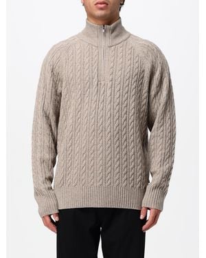 BOSS Wool And Cashmere High Neck Jumper With Half-Zip Closure - Grey