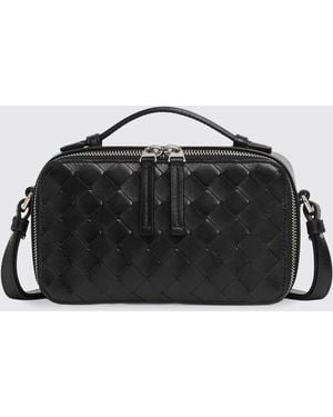 Bottega Veneta Petit Sac Bandoulière Getaway En Cuir Tressé - Noir