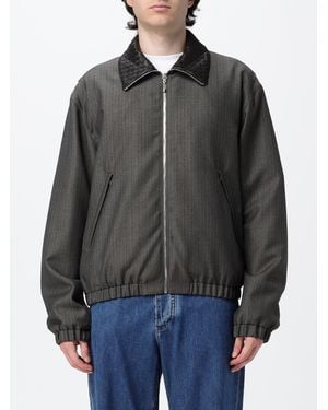 Bottega Veneta Wool And Mohair Blend Bomber Jacket With Leather Collar - Black