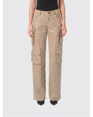 Philipp Plein Cotton Cargo Pants With Rhinestones - Natural