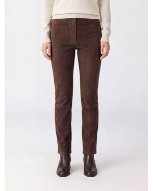 Arma Hoch Taillierte Skinny-Hose Aus Velours-Lammleder Mit Leistentaschen - Braun
