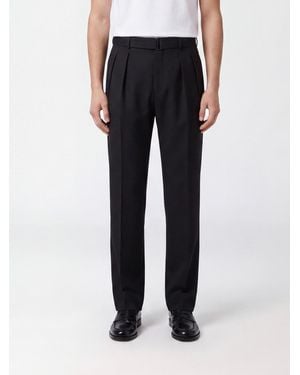 Tagliatore High-Waisted Virgin Wool Tailored Pants With Pleats - Black