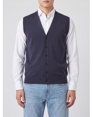 John Smedley V-Neck Knitted Waistcoat - Blue