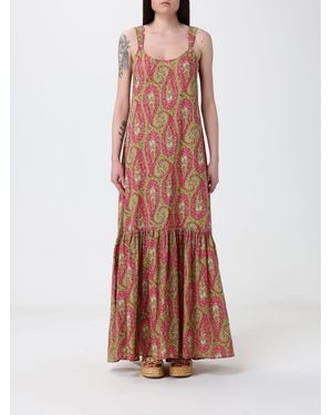 Etro Cotton Long Dress With Paisley Print - Red