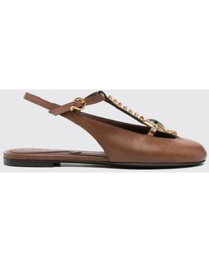 Etro Leather Slingbacks With Crystals - Brown