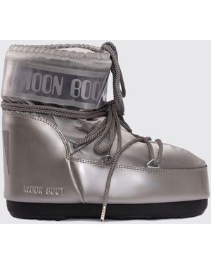 Moon Boot Niedrige Icon Schnee-Stiefel Aus Laminiertem Nylon - Grau