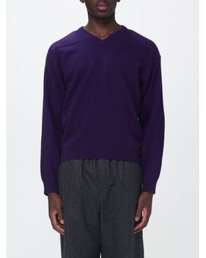 Jil Sander V-Neck Long-Sleeved Wool Blend Jumper - Blue