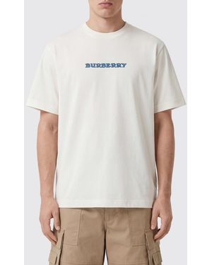 Burberry Cotton T-Shirt With Contrasting Ekd Logo And Dropped Shoulders - White