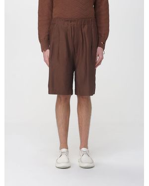 Laneus Linen Blend Shorts - Brown