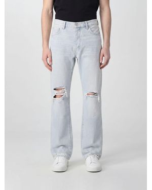 Purple Striped Straight-Fit Stretch-Denim Jeans - Blue