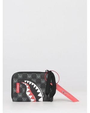Sprayground Cartera Con Cremallera De Algodón Revestido Con Estampado De Cuadros - Blanco