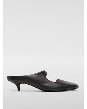 Marsèll Leather Kitten Heel Mules Cutout Detail - Black