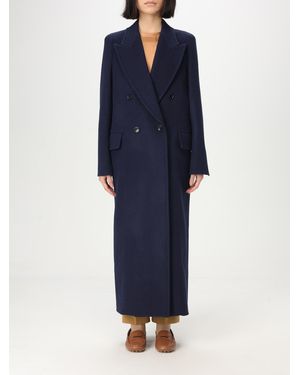 Max Mara Abrigo Largo Cruzado De Lana Virgen Y Cachemira - Azul