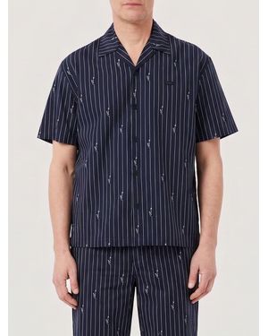 Lacoste Striped Cotton Casual Shirt - Blue