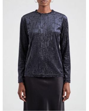Comme des Garçons Comme Des GarÇ Ons Langärmeliges Samt-T-Shirt Mit Rundhalsausschnitt - Blau