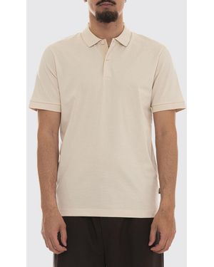BOSS Short-Sleeved Cotton Polo Shirt With Ribbed Collar And Two-Button Placket - Natural