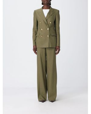 Tagliatore Double-Breasted Linen Blend Suit - Green