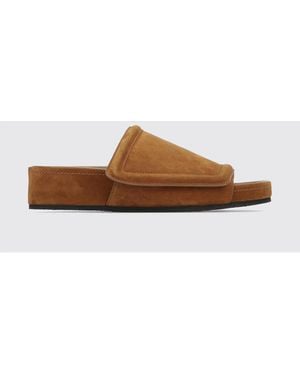 Phoebe Philo Wide Suede Calfskin Low-Heeled Mules - Brown
