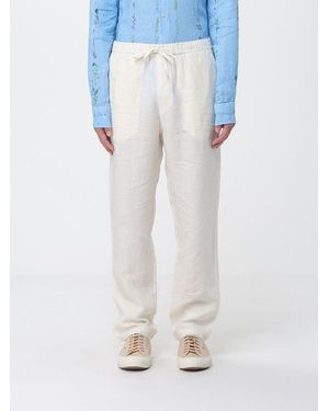 120% Lino Linen Drawstring Trousers - Blue