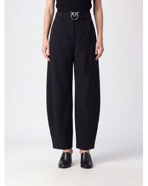Pinko New Lexy High-Waisted Baggy Pants With Logo Belt - Blue