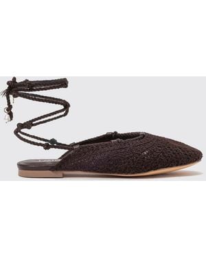 Twinset Crochet Cotton Ballerina Flats - White