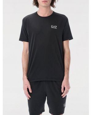 EA7 Polyester T-Shirt With Logo - Black