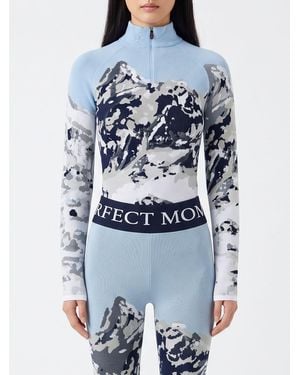 Perfect Moment Graphic Print Half-Zip Slim Fit Sweatshirt - Blue