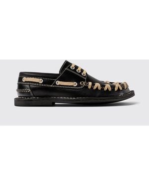 CAMPERLAB Eki Leather Boat Loafer With Contrast Stitching - Black
