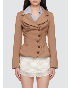 Vivienne Westwood Kurzer Zweireihiger Wollblazer Mit Drapierter Silhouette - Weiß