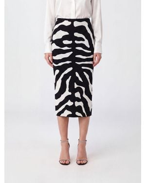 Moschino Zebra-Print Knit Midi Pencil Skirt - Black