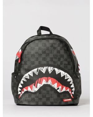 Sprayground Mochila Scribble Shark Savage De Piel Sintética Saffiano A Cuadros - Gris